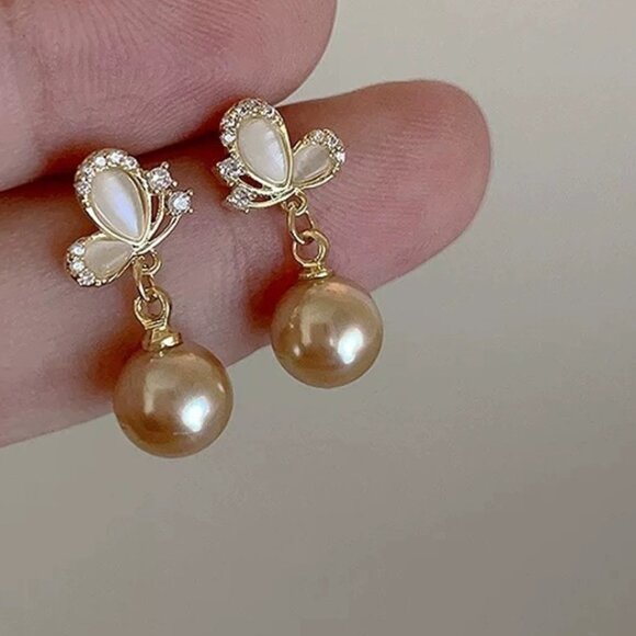 NWT Stunning S925 silver needle Korean-style pearl earrnings - Picture 5 of 6